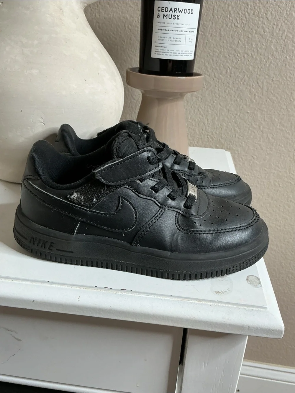 Nike Force 1 Kids' Black Low-Top Lace-Up Sneakers